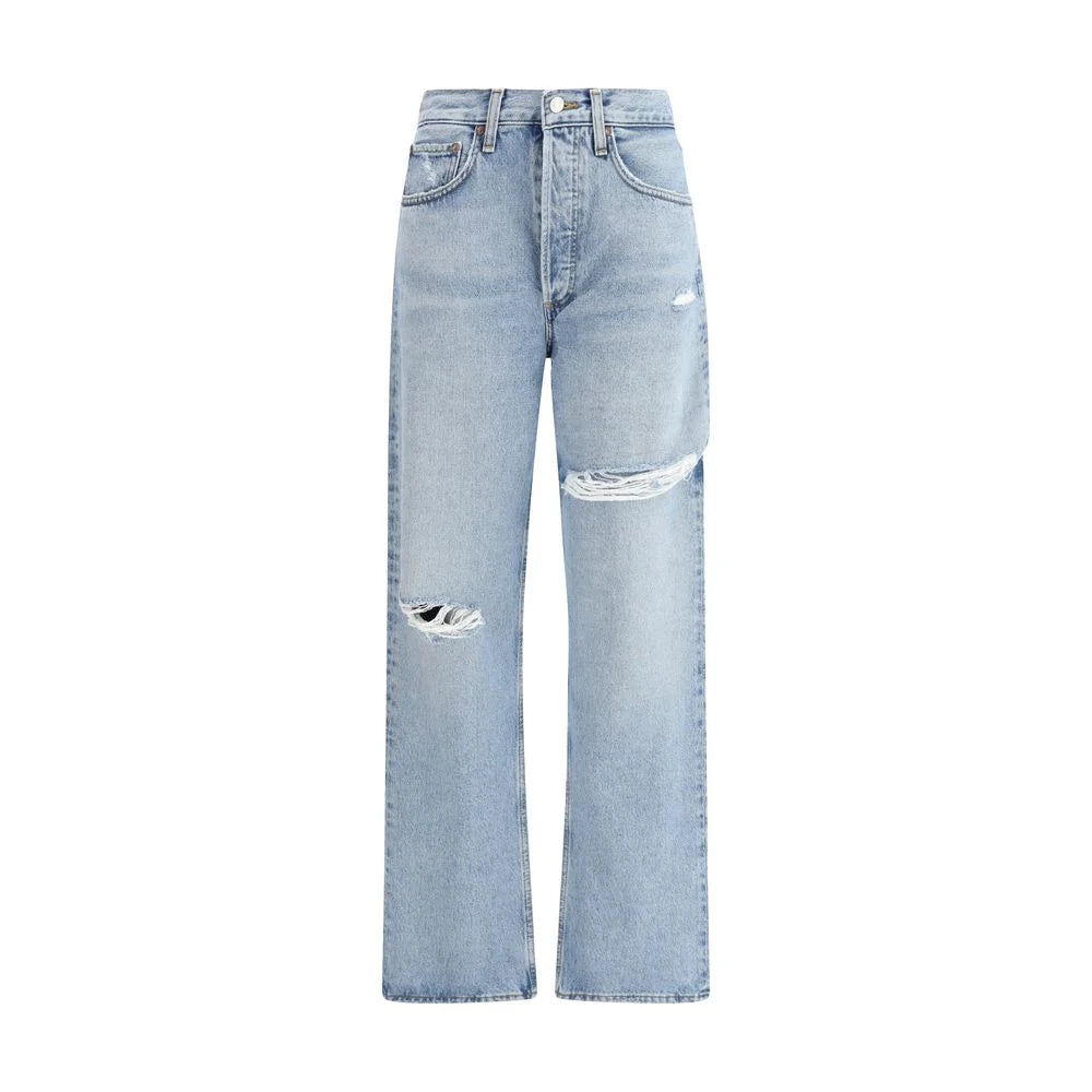 Agolde Light Blue Cotton Straight-Leg Jeans