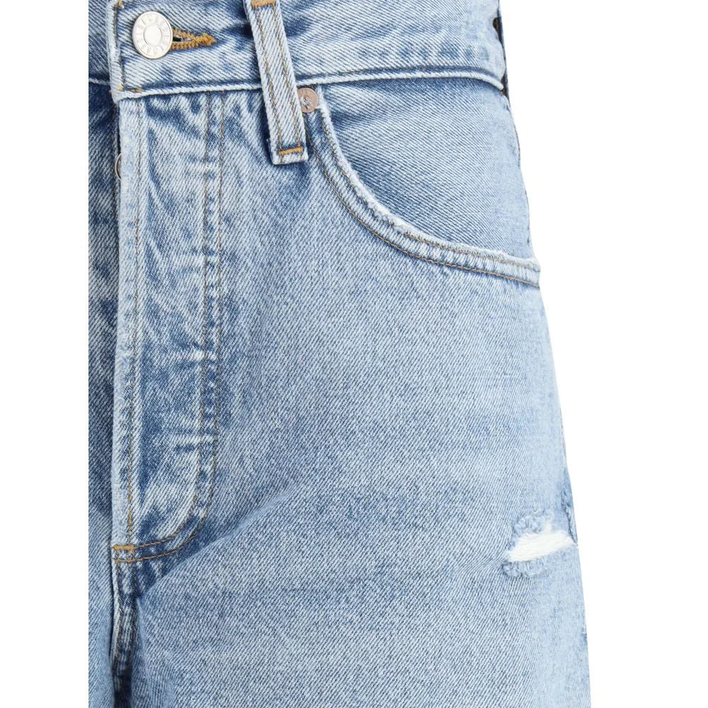 Agolde Light Blue Cotton Straight-Leg Jeans