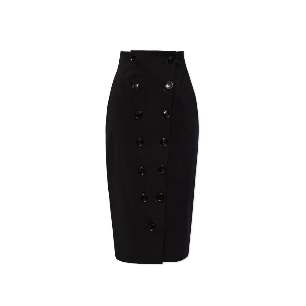Alaïa Black Elastane Midi Skirt - 38