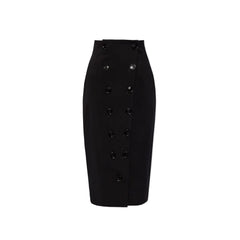 Alaïa Black Elastane Midi Skirt - 38