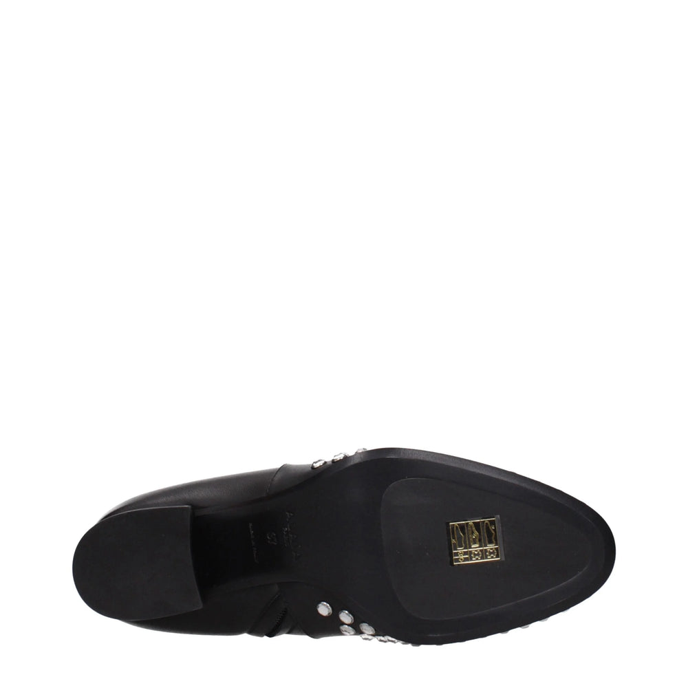 Alaïa Black Leather Ankle Boots