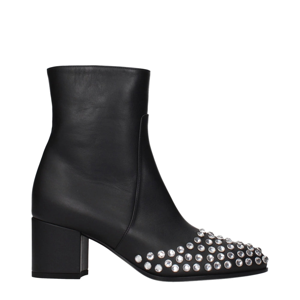 Alaïa Black Leather Ankle Boots