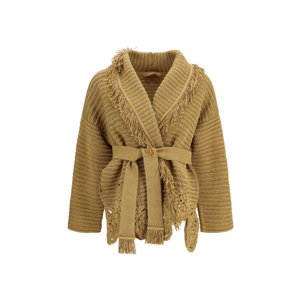 Alanui Cardigan i Guldpolyester - XS/S