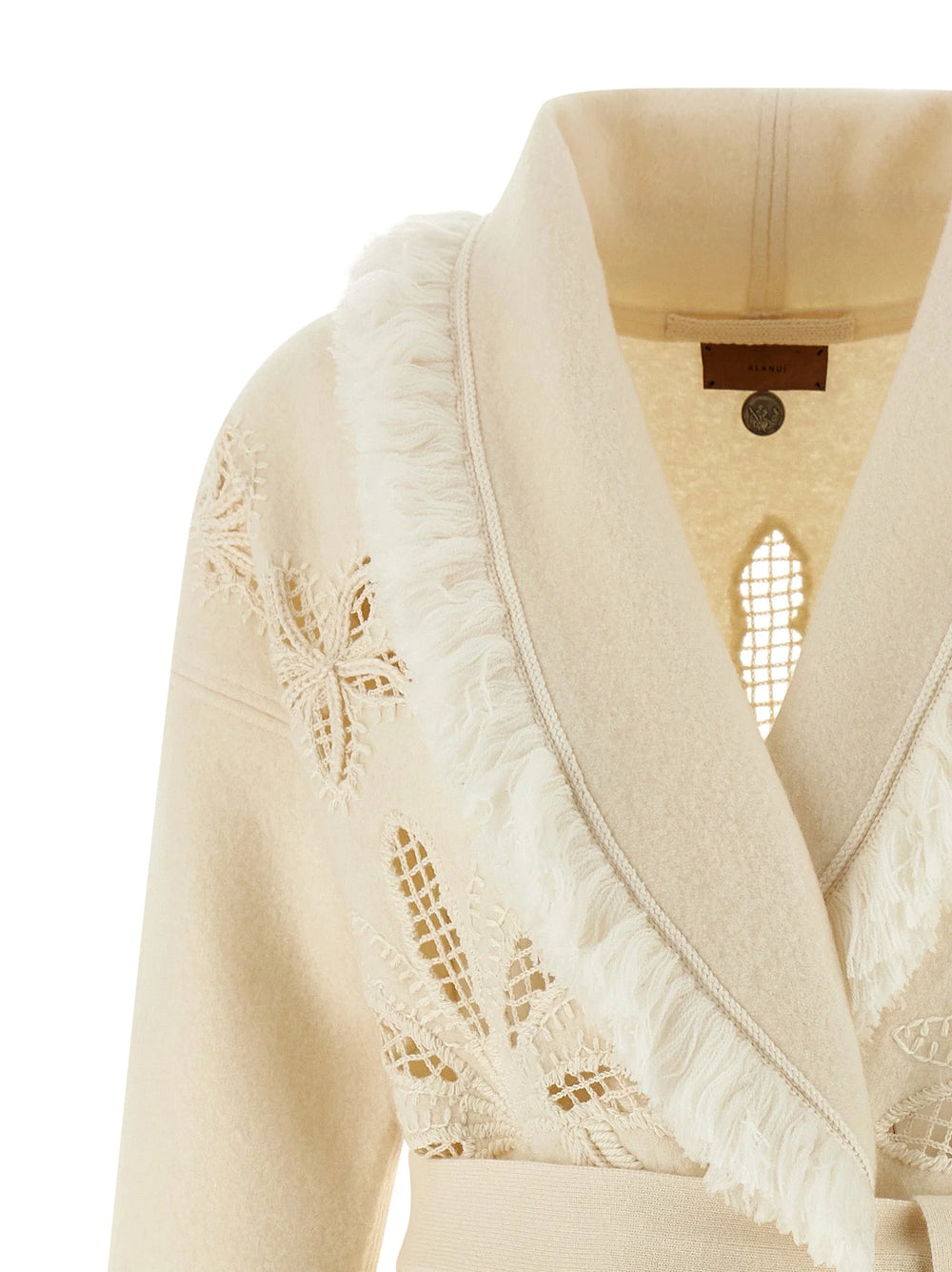 Alanui White Virgin Wool Cardigan - XS