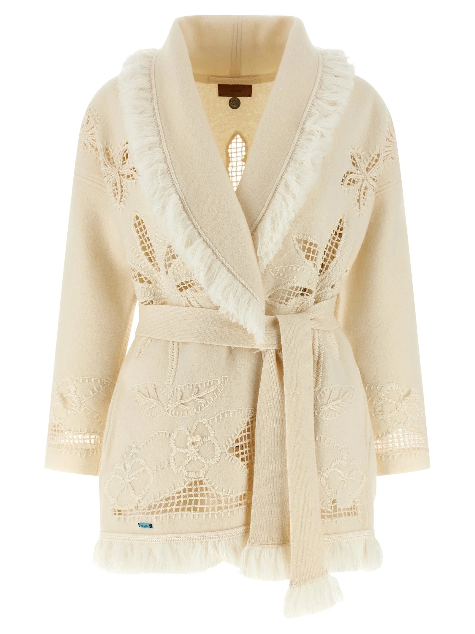 Alanui White Virgin Wool Cardigan - XS