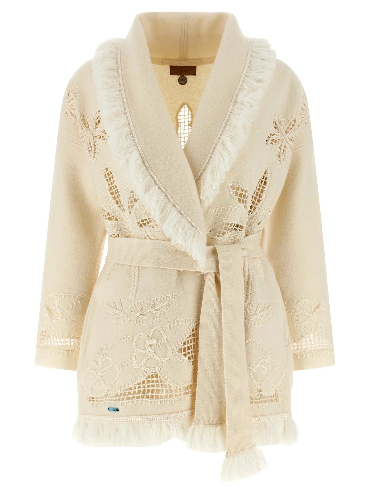 Alanui White Virgin Wool Cardigan - XS