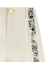 Alberta Ferretti Bicolor Linen Bermuda Shorts