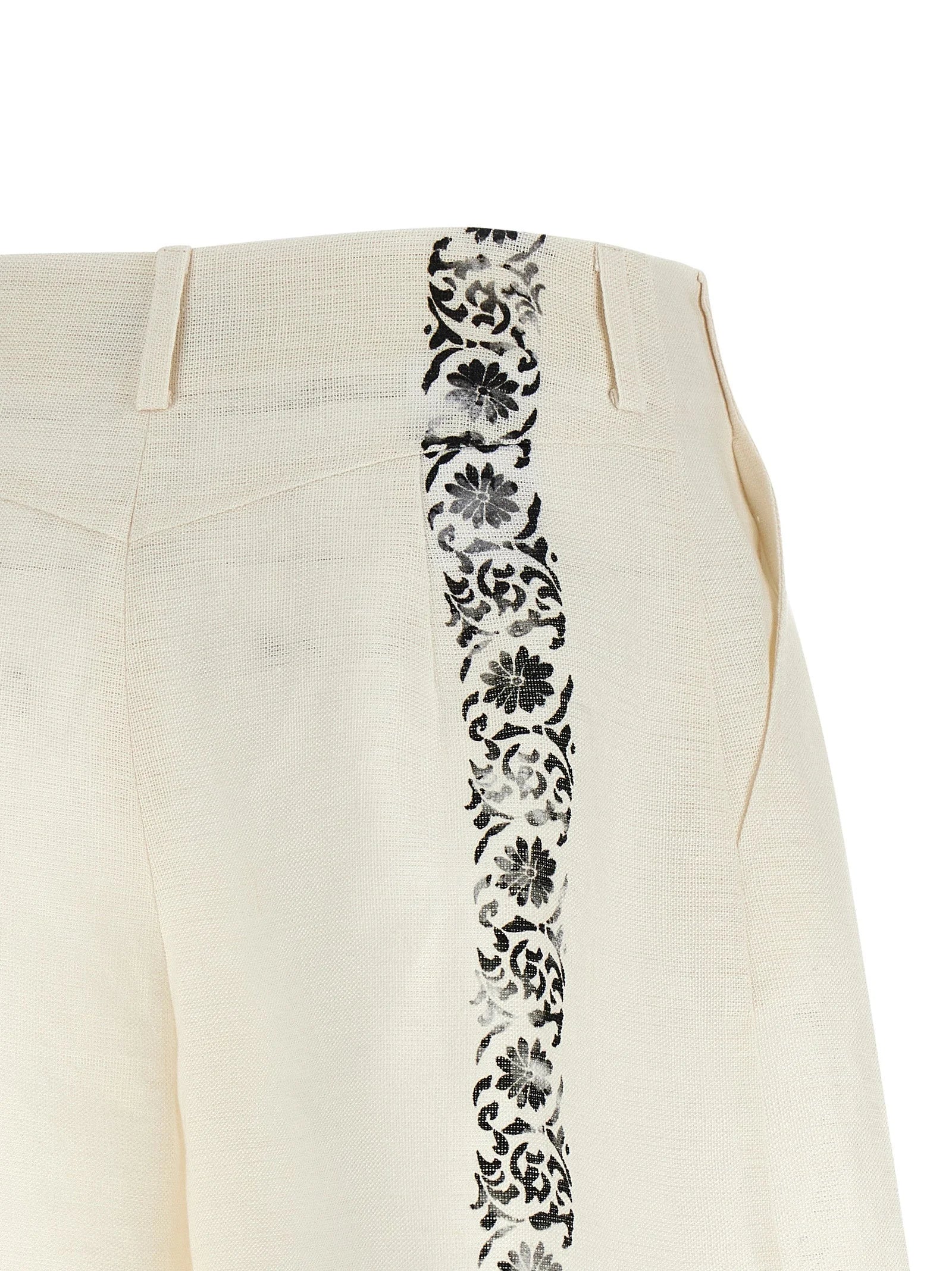 Alberta Ferretti Bicolor Linen Bermuda Shorts