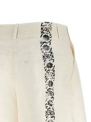 Alberta Ferretti Bicolor Linen Bermuda Shorts