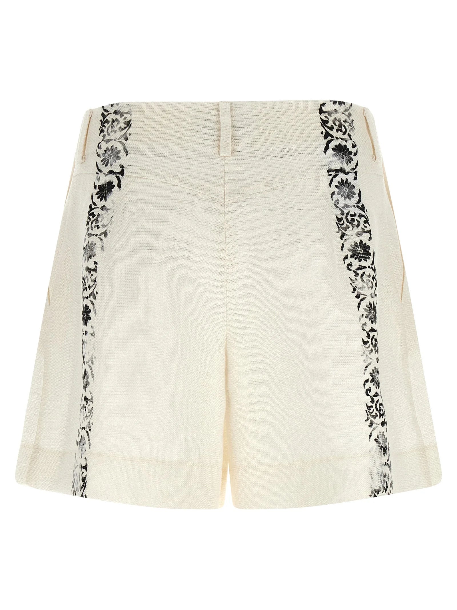 Alberta Ferretti Bicolor Linen Bermuda Shorts