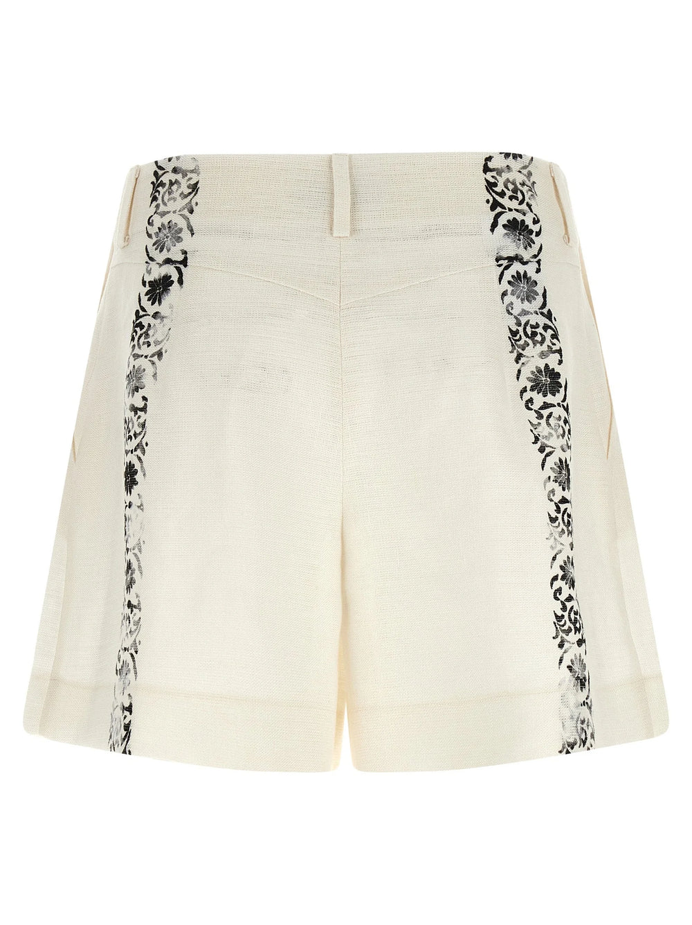 Alberta Ferretti Bicolor Linen Bermuda Shorts