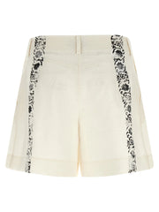 Alberta Ferretti Bicolor Linen Bermuda Shorts