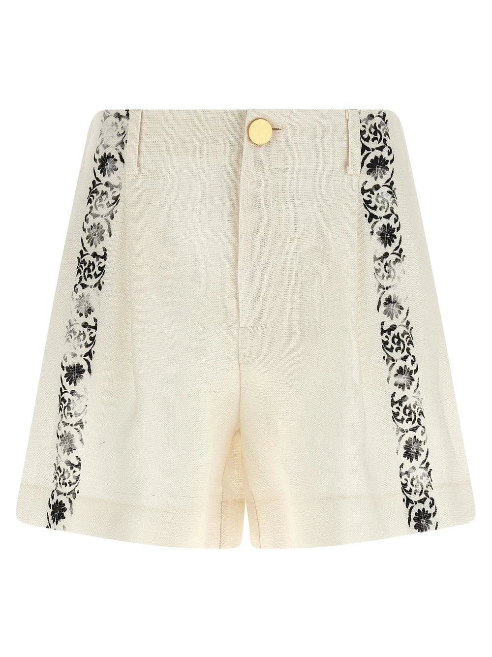 Alberta Ferretti Bicolor Linen Bermuda Shorts