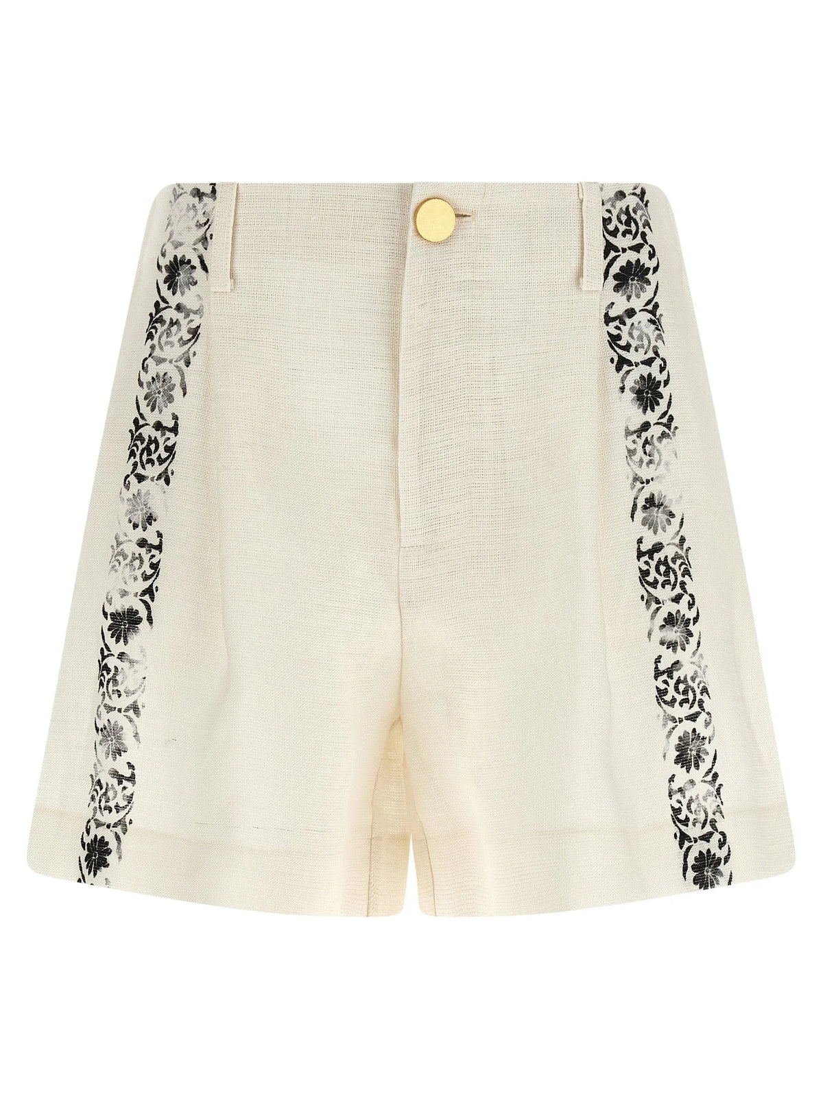 Alberta Ferretti Bicolor Linen Bermuda Shorts