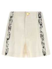 Alberta Ferretti Bicolor Linen Bermuda Shorts