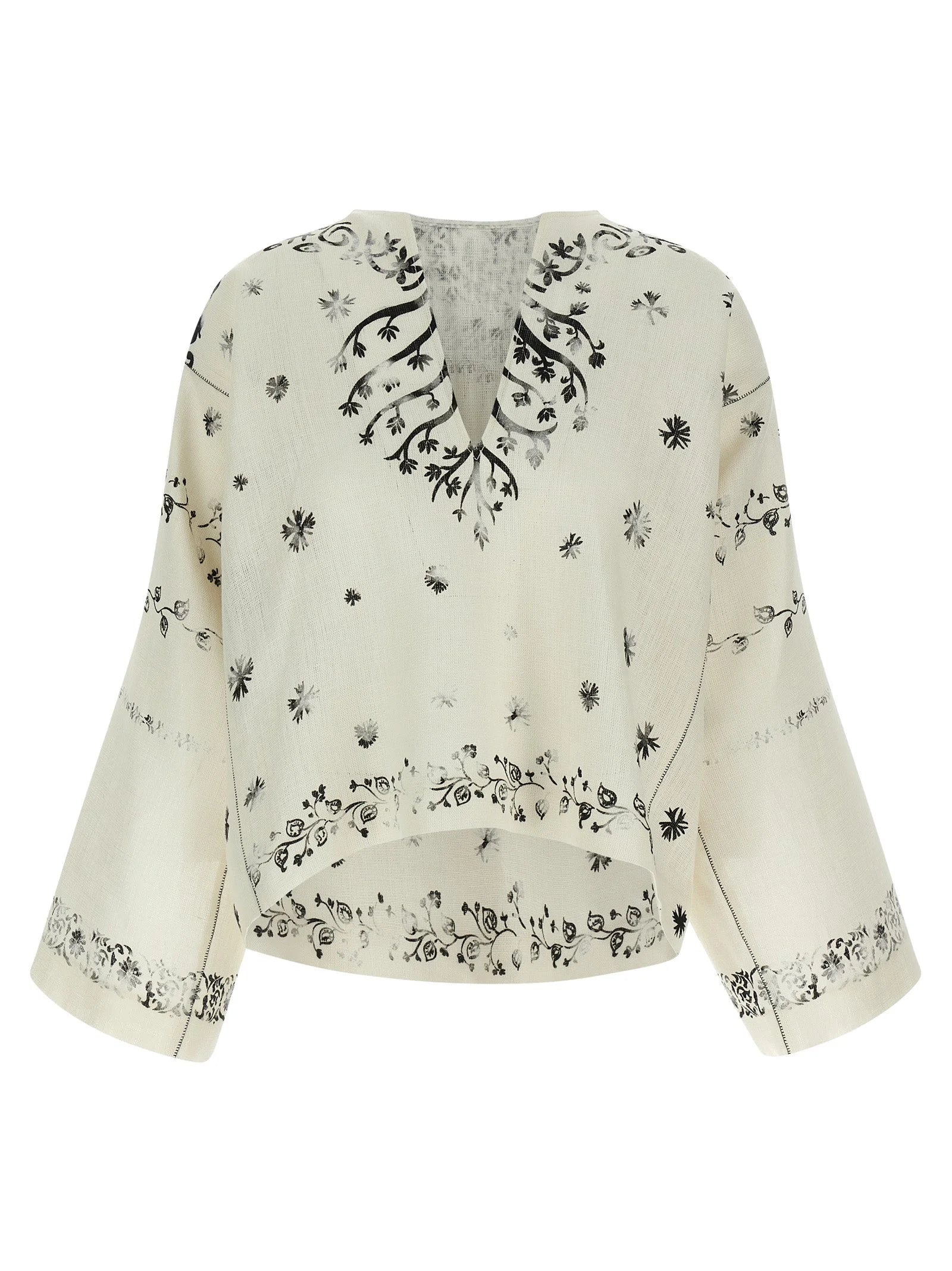 Alberta Ferretti Bicolor Linen Blouse