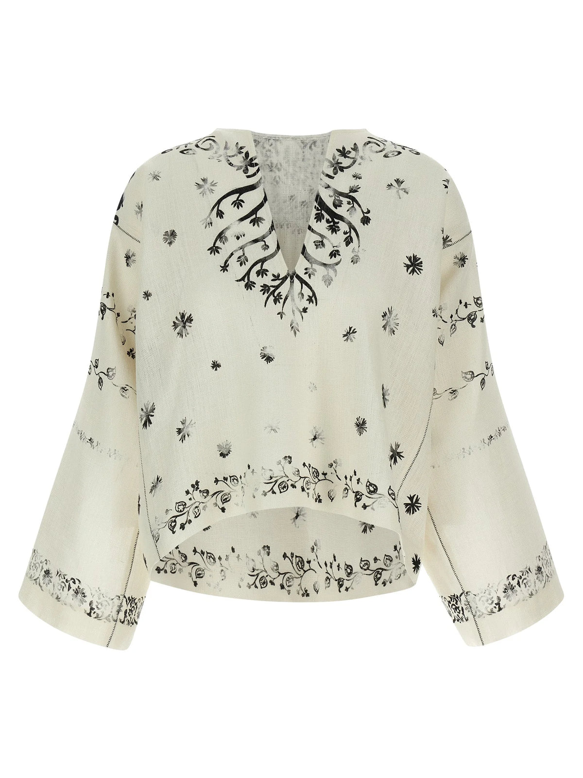 Alberta Ferretti Bicolor Linen Blouse
