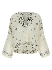 Alberta Ferretti Bicolor Linen Blouse