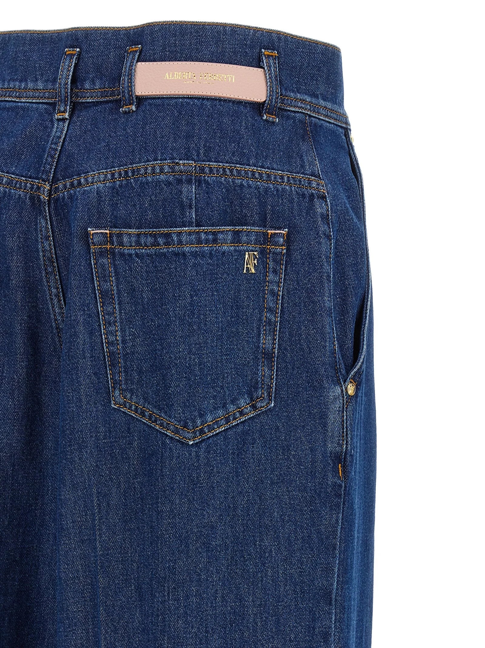 Alberta Ferretti Blue Cotton High-Waisted Jean - IT40