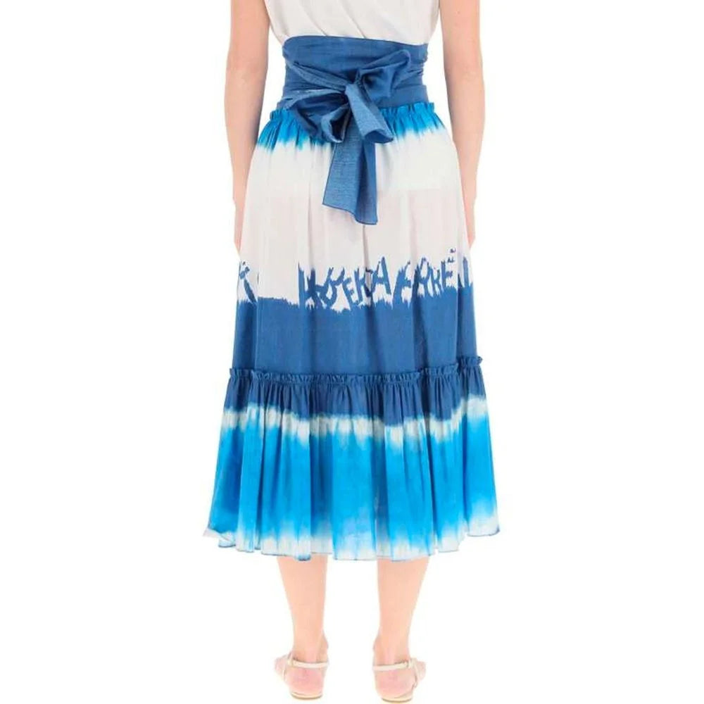 Alberta Ferretti Blue Cotton Midi Skirt - 44