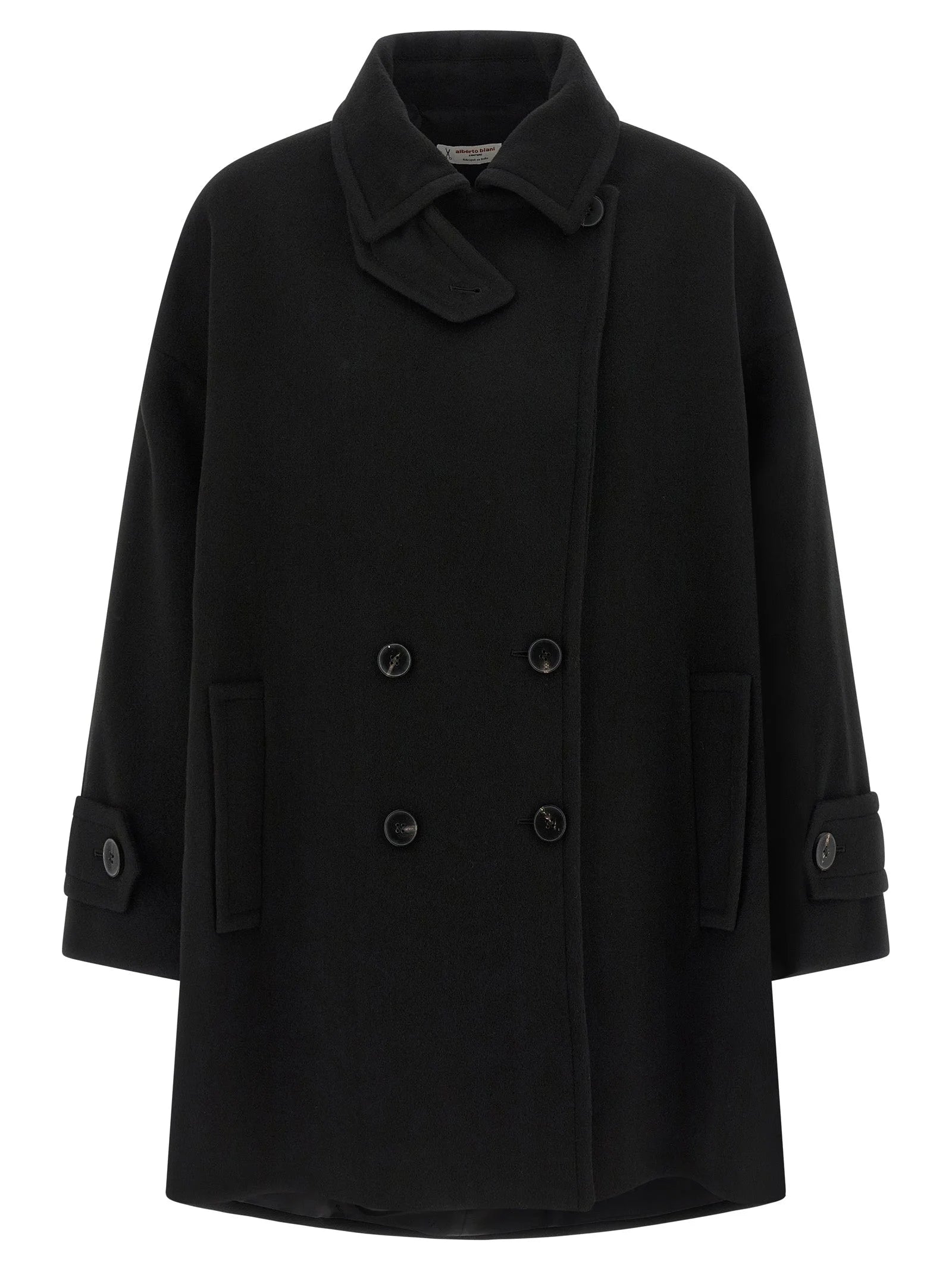 Alberto Biani Black Virgin Wool Coat - IT38