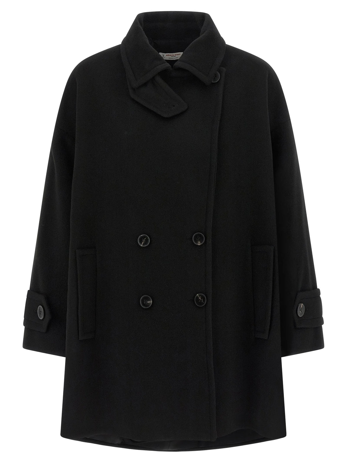 Alberto Biani Black Virgin Wool Coat - IT38