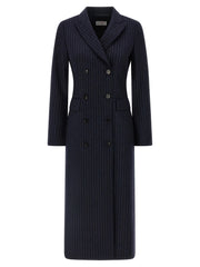 Alberto Biani Blue Virgin Wool Coat - IT42