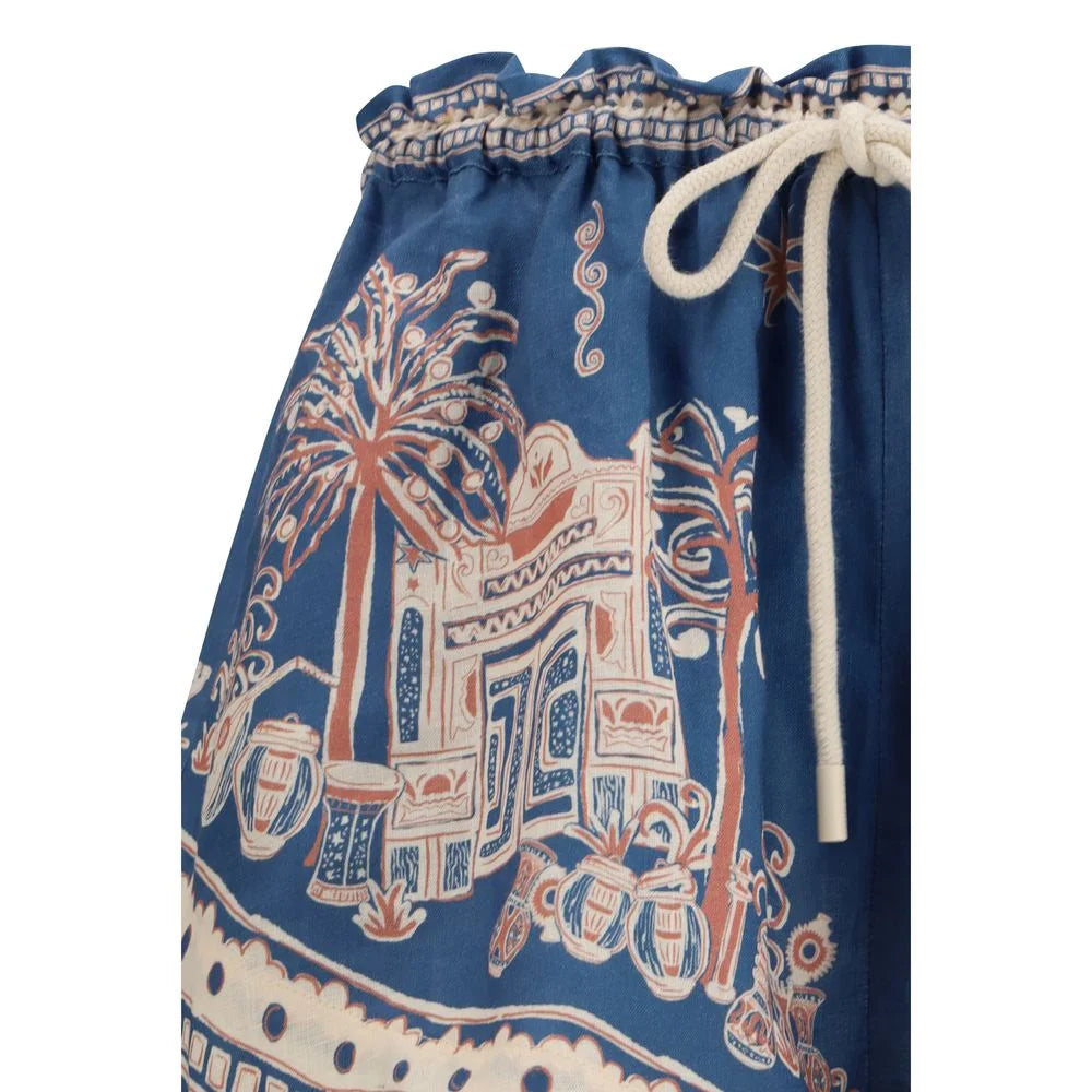 Alemais Blue Linen Bermuda Shorts - Bermudas