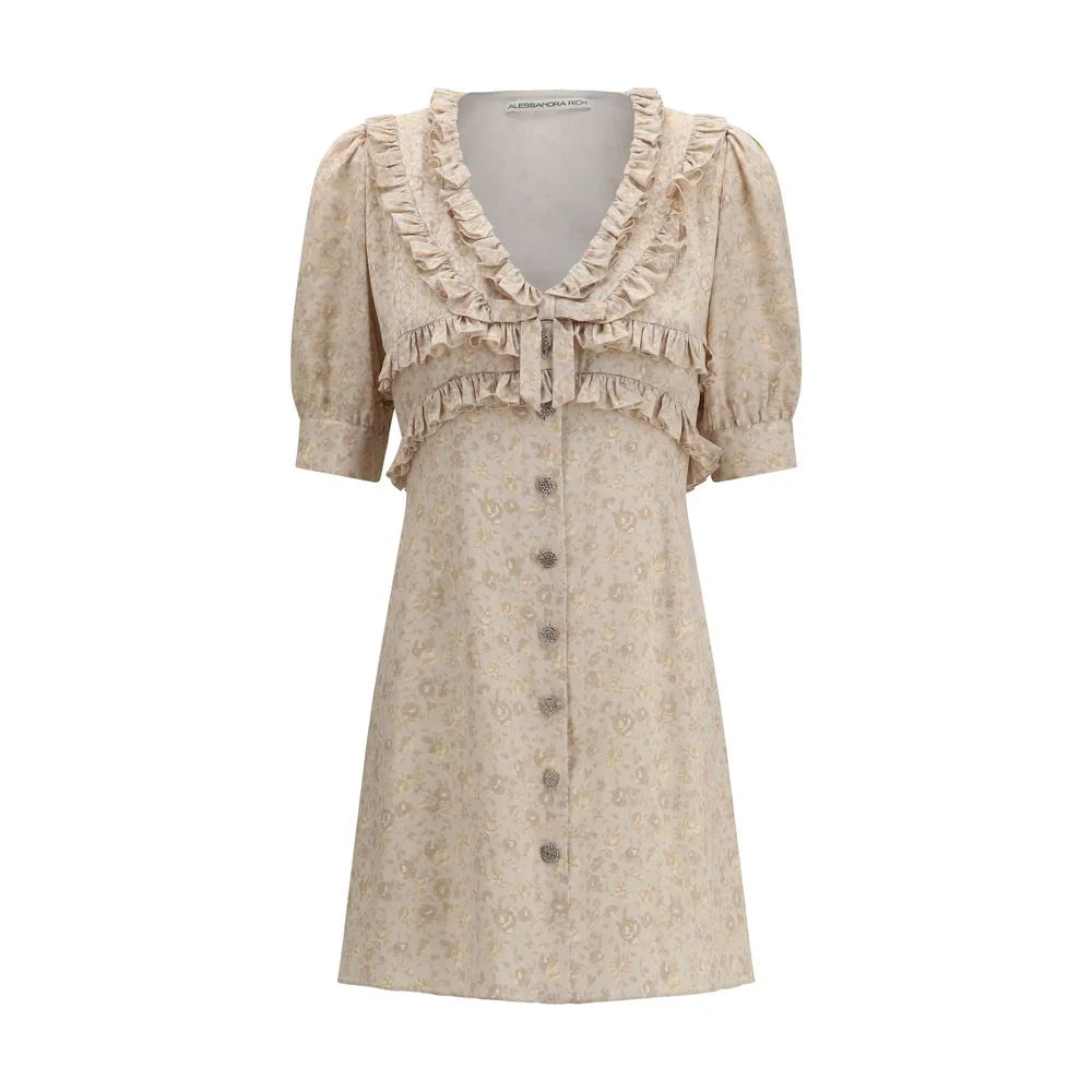 Alessandra Rich Beige Silk Casual Dress
