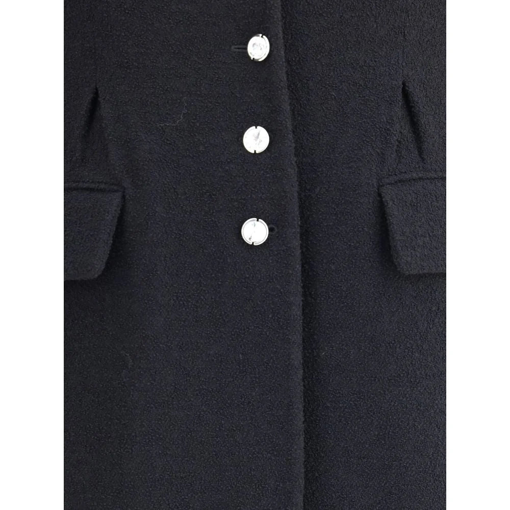 Alessandra Rich Black Fleece Wool Coat - IT42 | L