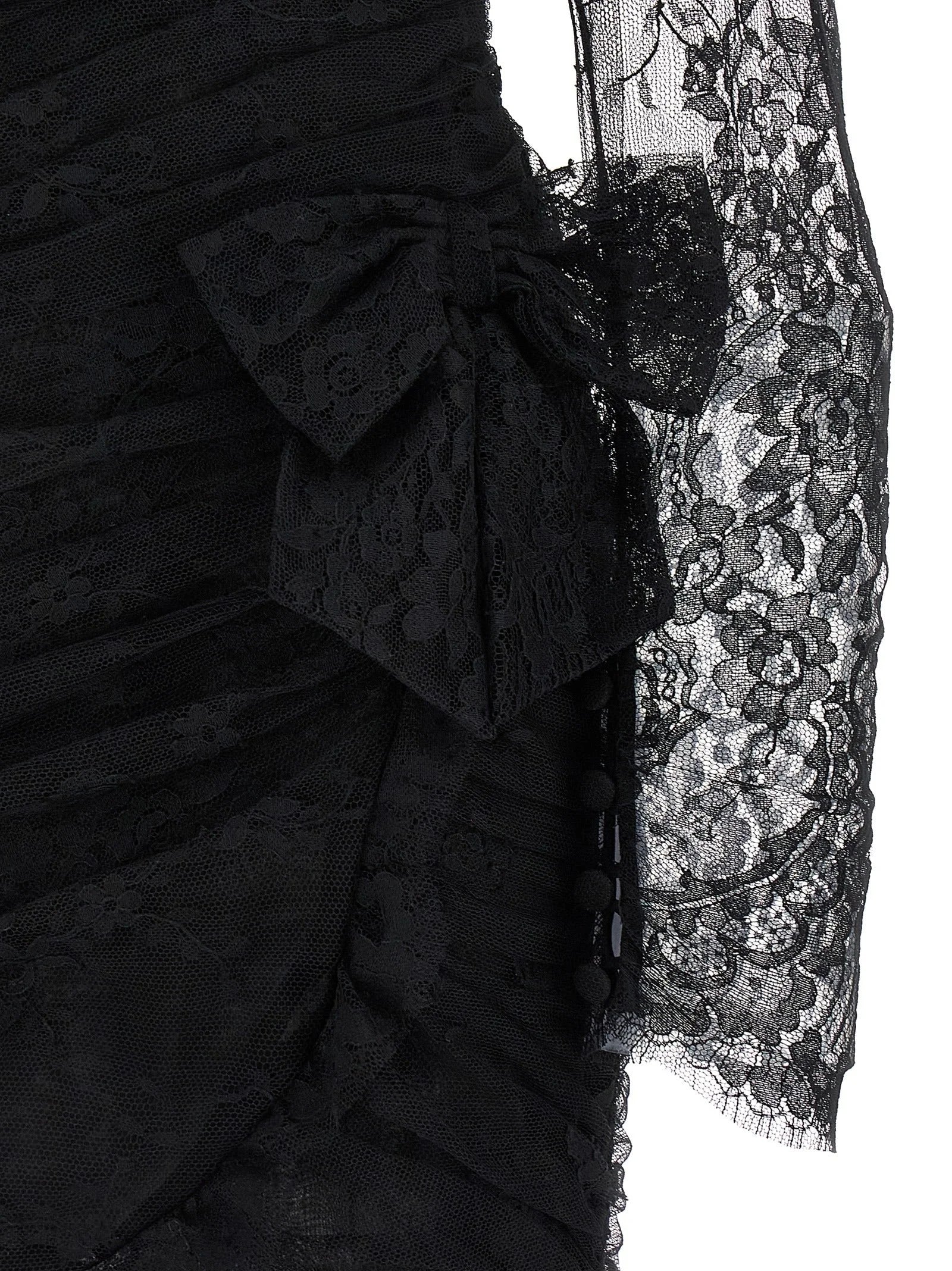 Alessandra Rich Black Organic Cotton Short Dress