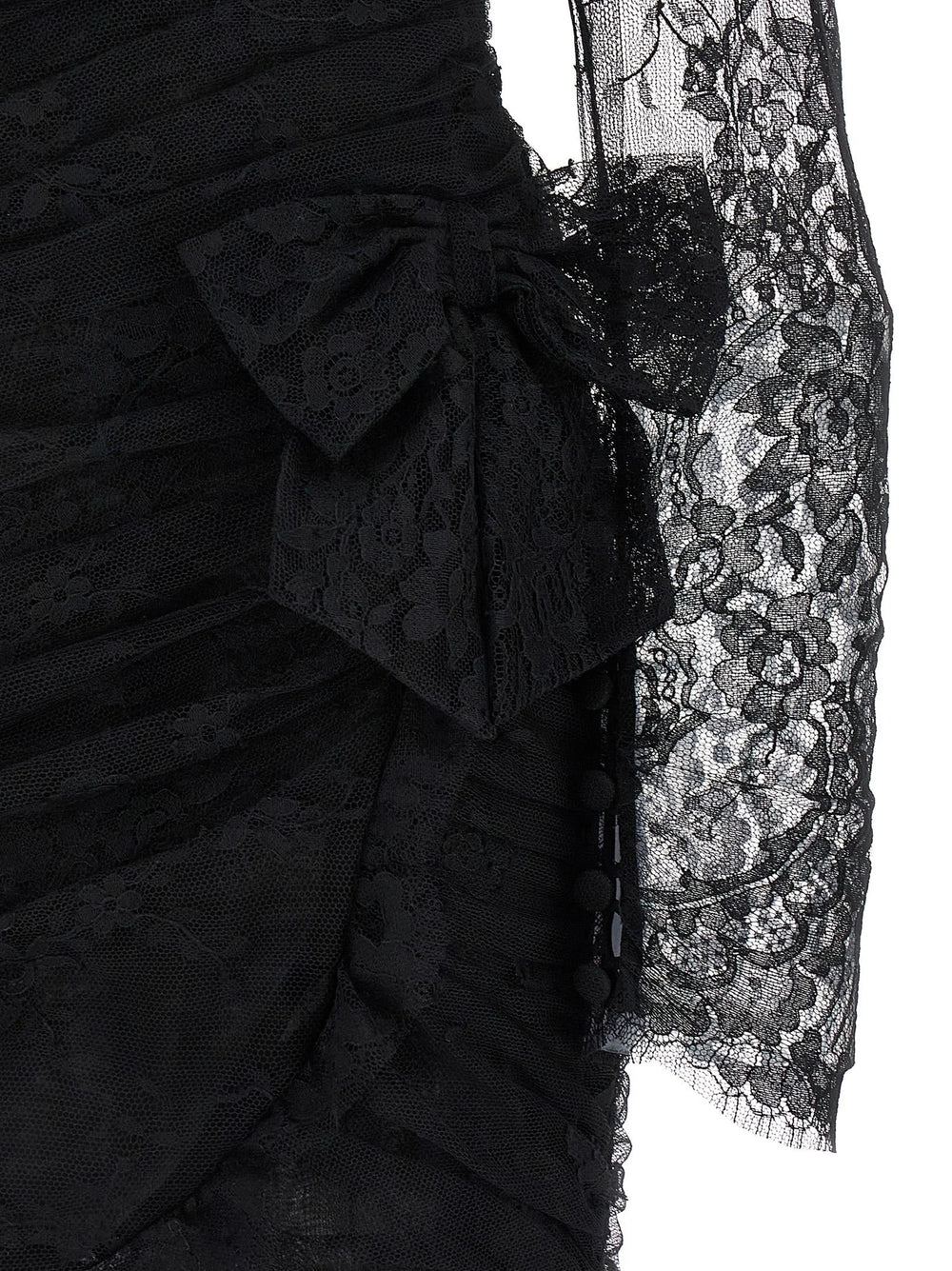 Alessandra Rich Black Organic Cotton Short Dress