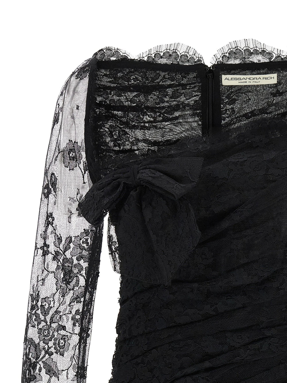 Alessandra Rich Black Organic Cotton Short Dress
