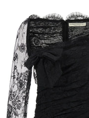 Alessandra Rich Black Organic Cotton Short Dress
