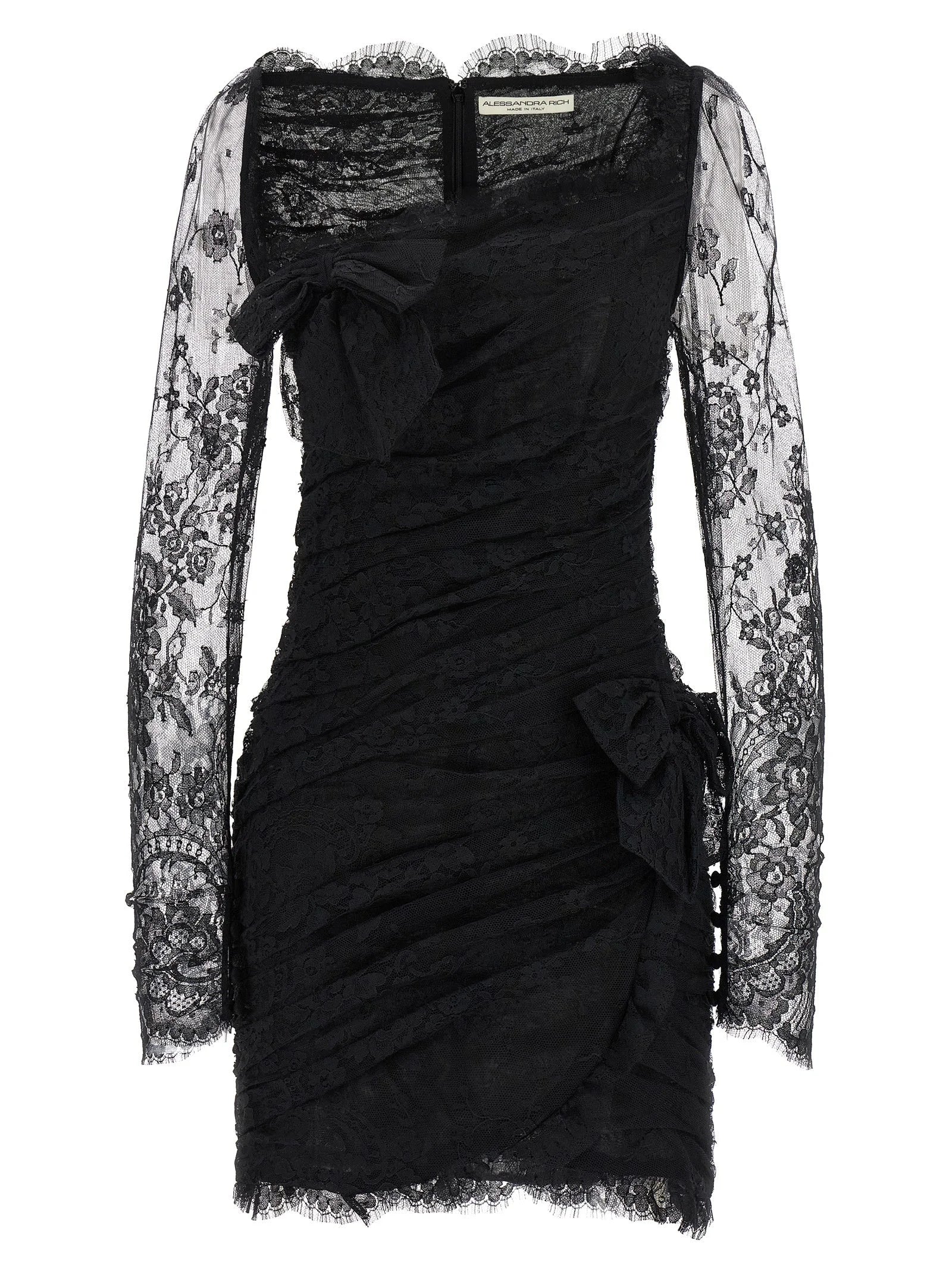 Alessandra Rich Black Organic Cotton Short Dress