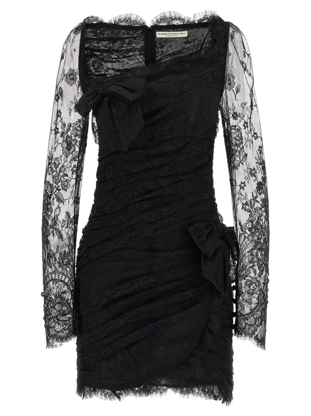 Alessandra Rich Black Organic Cotton Short Dress