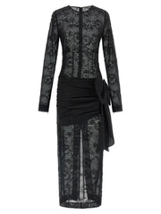 Alessandra Rich Black Viscose Long Dress