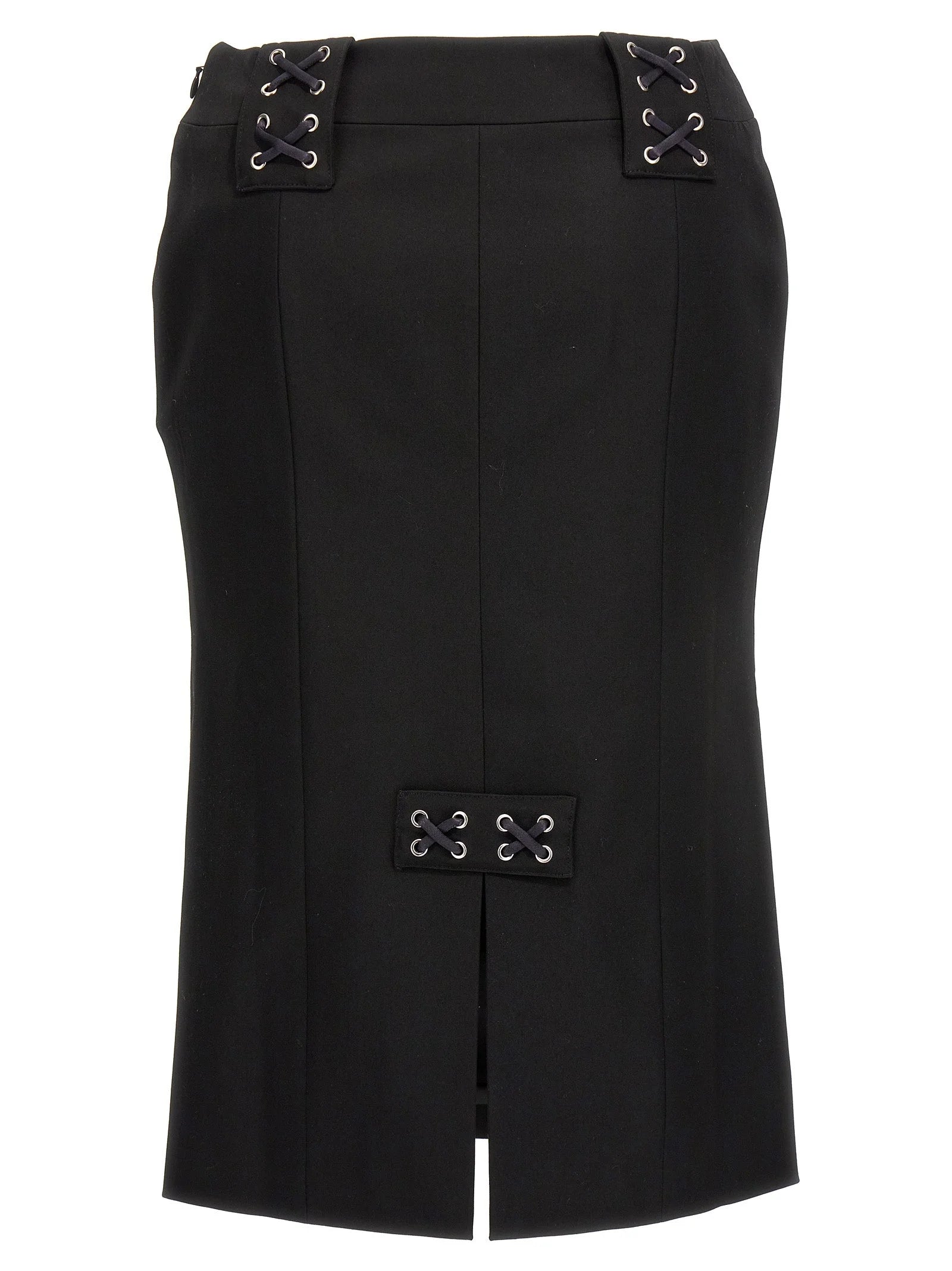 Alessandra Rich Black Wool Midi Skirt - IT38