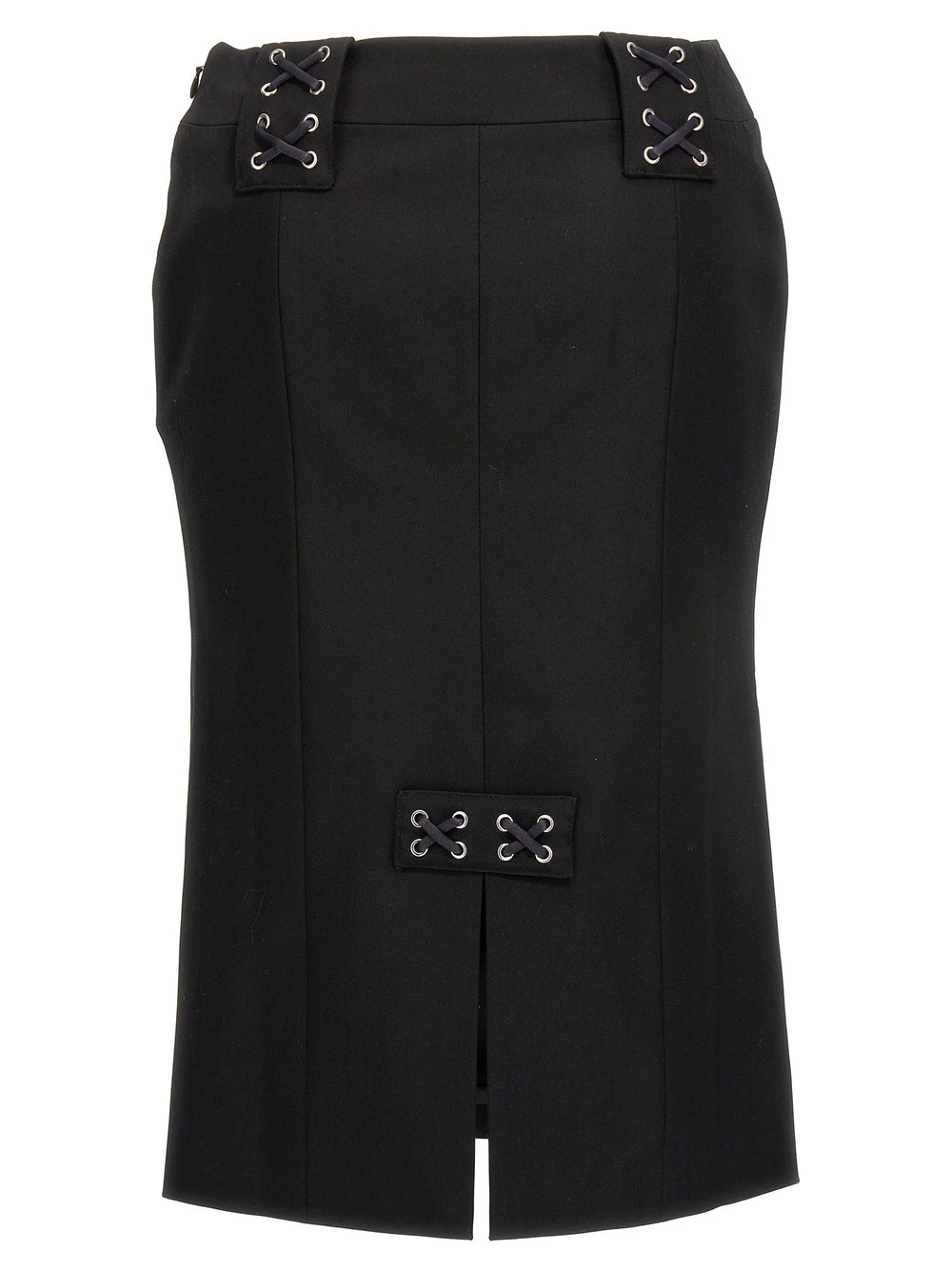Alessandra Rich Black Wool Midi Skirt - IT38