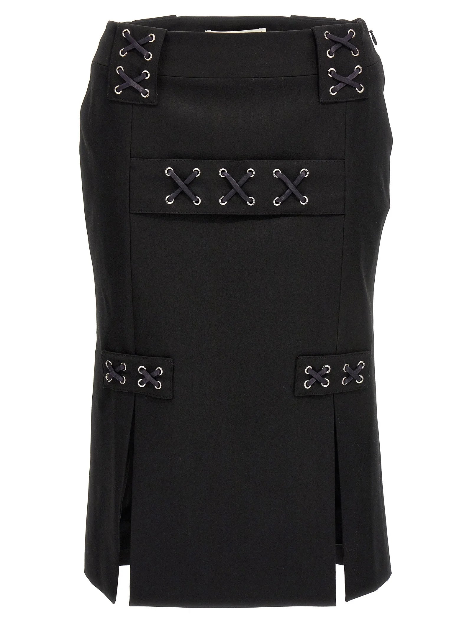 Alessandra Rich Black Wool Midi Skirt - IT38