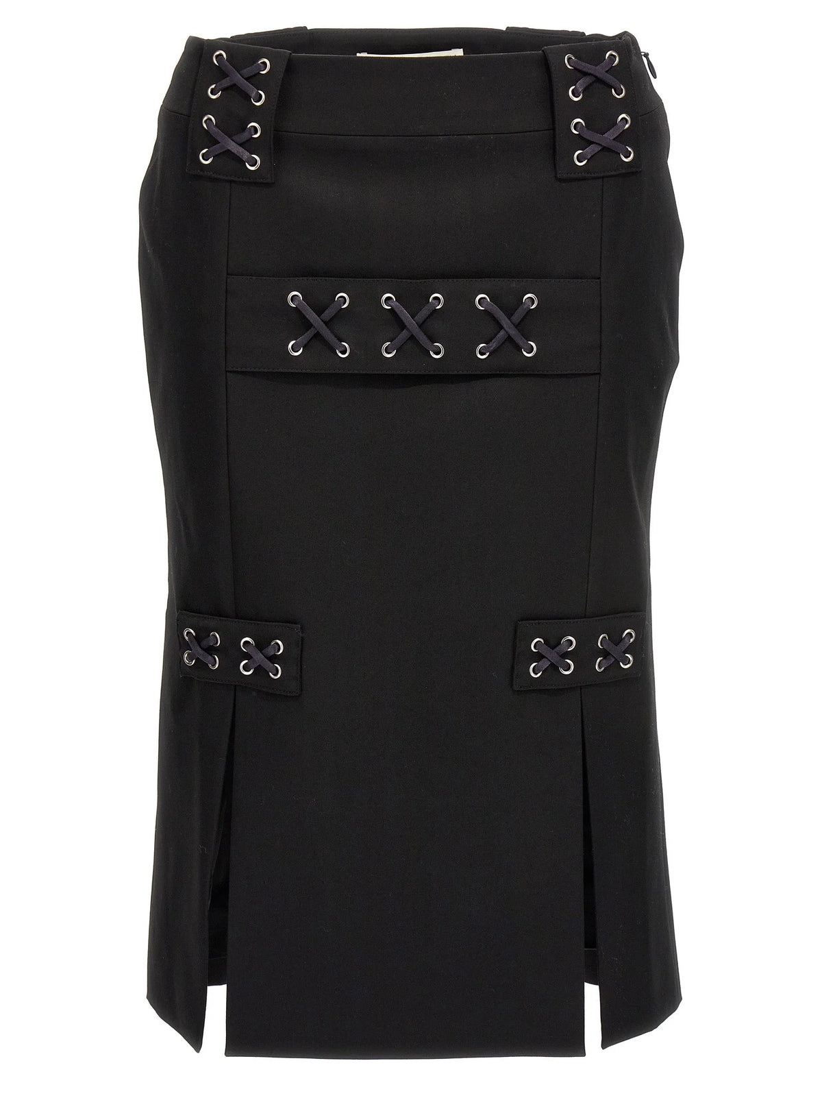 Alessandra Rich Black Wool Midi Skirt - IT38