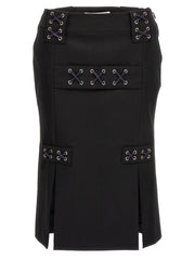 Alessandra Rich Black Wool Midi Skirt - IT38