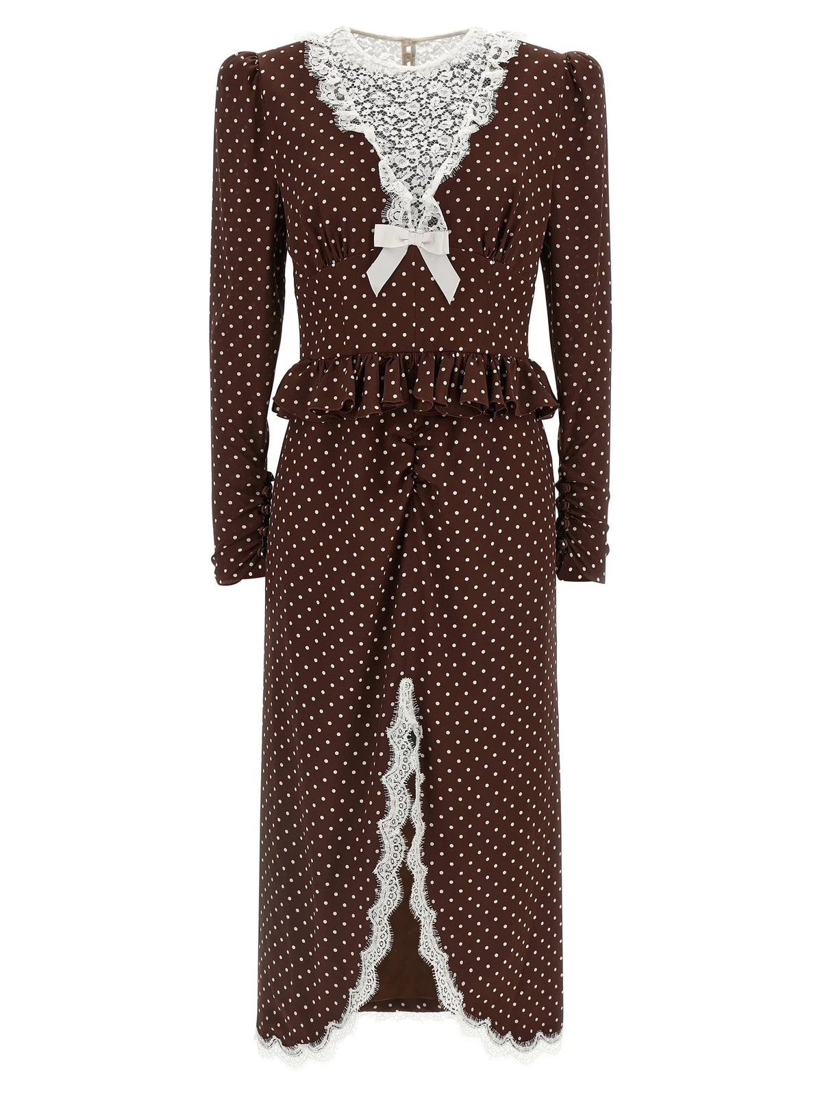 Alessandra Rich Brown Silk Midi Dress - IT40