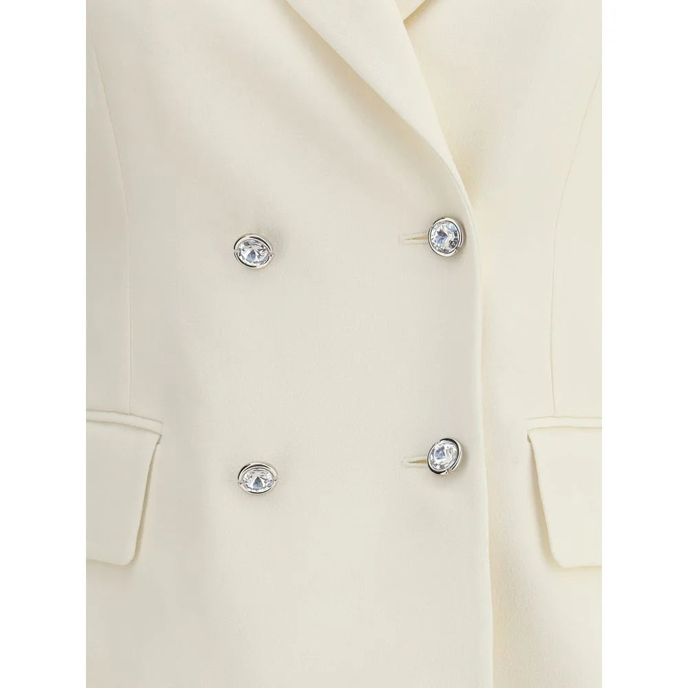 Alessandra Rich Cream Fleece Wool Blazer - IT40 | M