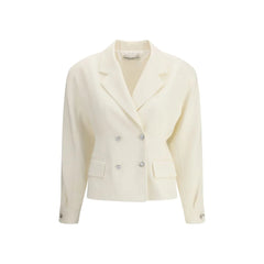 Alessandra Rich Cream Fleece Wool Blazer - IT40 | M