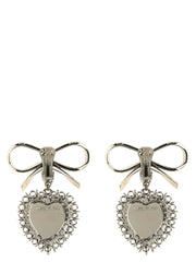 Alessandra Rich Silver Glass Earrings - One Size
