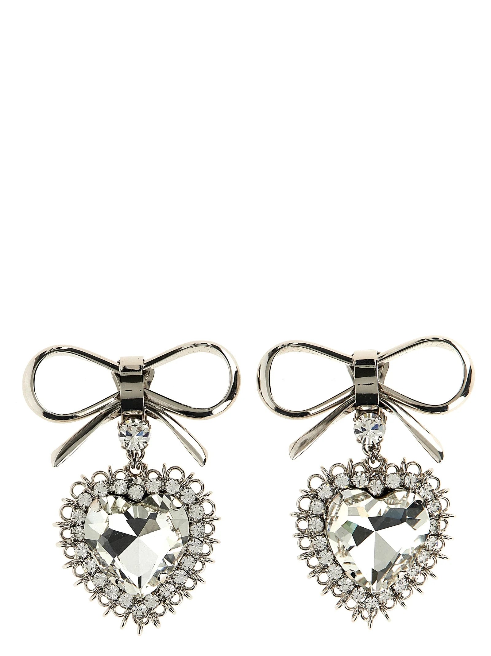 Alessandra Rich Silver Glass Earrings - One Size