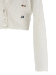 Alessandra Rich White Wool Cardigan