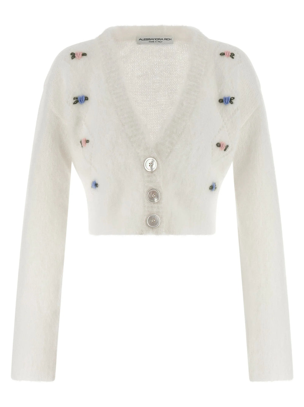 Alessandra Rich White Wool Cardigan