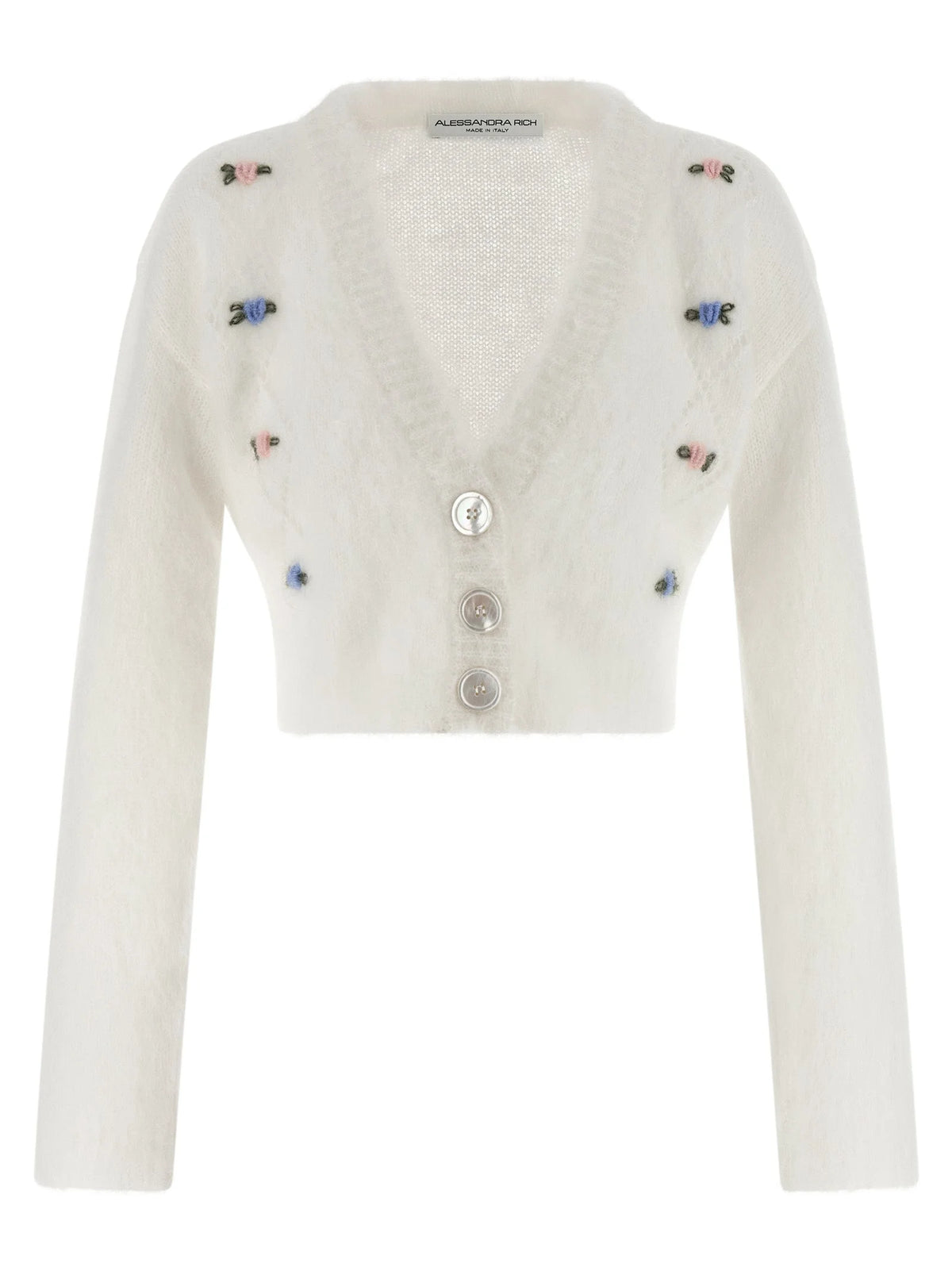 Alessandra Rich White Wool Cardigan